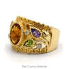 Oval Citrine Ring with Pear Cut Amethyst and Peridot with Diamond Accents in 14k Yellow Gold - Thumbnail 3