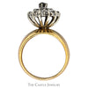 3/4cttw Round Diamond Cluster Ring with Wide Polished Sides in 10k Yellow Gold - Thumbnail 2