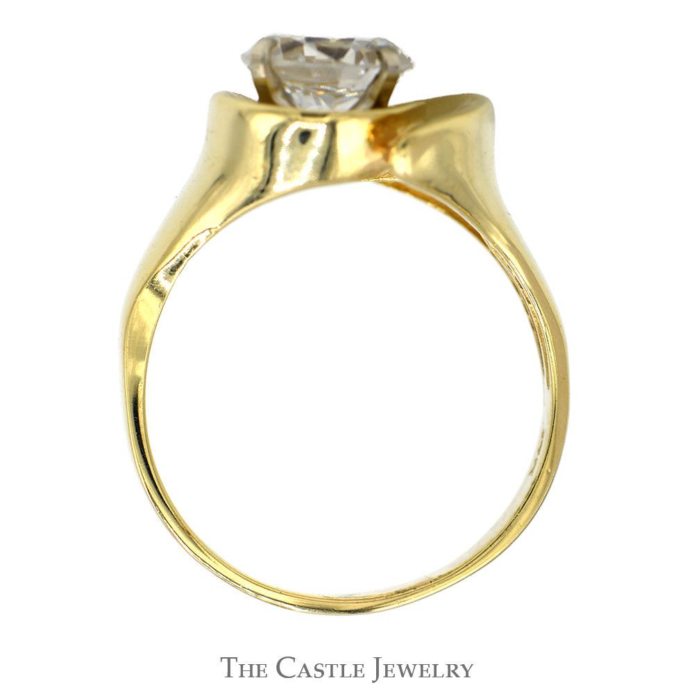 Cubic Zirconia Freeform Swirled Ring in 14k Yellow Gold