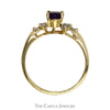 Oval Amethyst Ring with Channel Set Diamond Accents in 14k Yellow Gold Vintage Mounting - Thumbnail 2