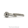 1 CTTW Diamond Bridal Set With Halo And .25CT Princess Cut Center In 14KT White Gold - Thumbnail 3