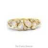 Four Pear Cut Moonstone Ring with Diamond Accents in 10k Yellow Gold - Thumbnail 1