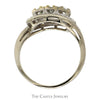 Antique Style 1/2cttw Three Stone Diamond Ring with Diamond Accents in 14k White Gold Bypass Design - Thumbnail 2