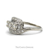 Antique Style 1/2cttw Three Stone Diamond Ring with Diamond Accents in 14k White Gold Bypass Design - Thumbnail 3