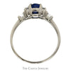 Round Sapphire Ring with Baguette and Round Diamond Accented Sides in 14k White Gold - Thumbnail 2