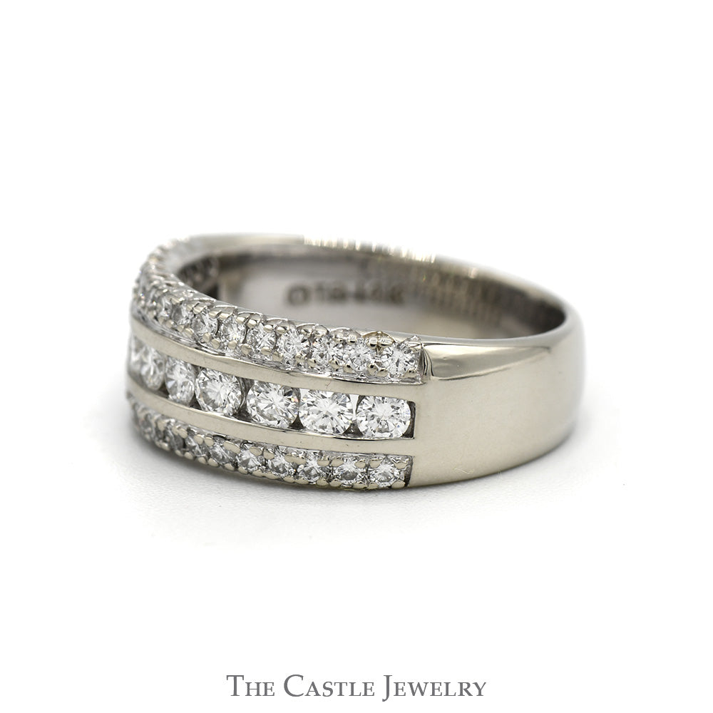 Diamond Band With Three Rows Of Diamonds 1 CTTW In 14KT White Gold