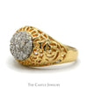 1/4cttw Diamond Kentucky Cluster Ring in 10k Yellow Gold with Open Filigree Sides - Thumbnail 3