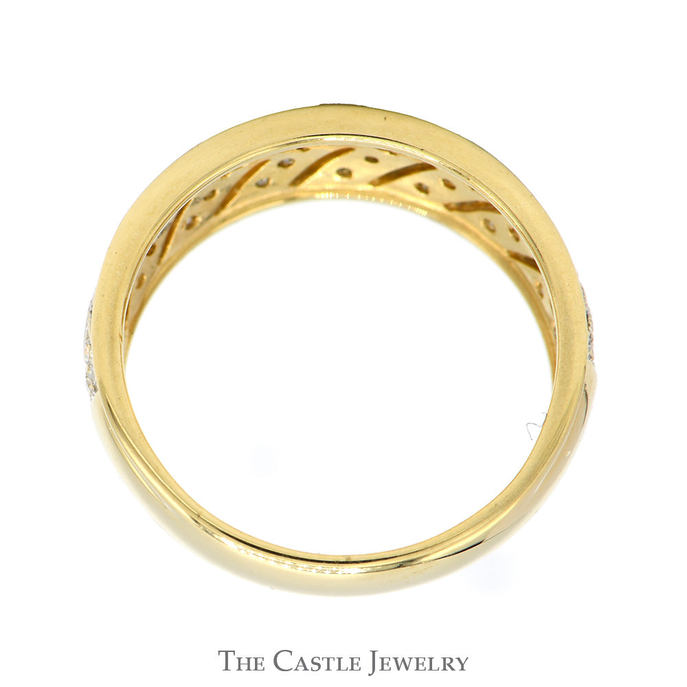 Round Diamond Cluster Arrow Designed Ring in 14k Yellow Gold