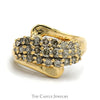 1cttw Wavy Bypass Diamond Cluster Ring in 14k Yellow Gold - Thumbnail 1