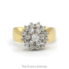 3/4cttw Starburst Diamond Cluster Ring with Wide Polished Sides in 14k Yellow Gold - Thumbnail 1