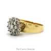 3/4cttw Starburst Diamond Cluster Ring with Wide Polished Sides in 14k Yellow Gold - Thumbnail 3