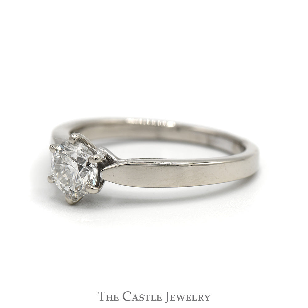 1/2ct Round Diamond Solitaire Engagement Ring in 14k White Gold