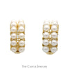 Double Row Pearl Cluster Hoop earrings in 14k Yellow Gold - Thumbnail 1
