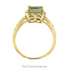 Emerald Cut Green Quartz Ring with Diamond Halo & Accented Sides in 10k Yellow Gold - Thumbnail 2