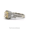 Emerald Cut Diamond Engagement Ring with Diamond Halo and Baguette & Round Diamond Accents in 14k White Gold - Thumbnail 3