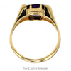 Double Oval Amethyst Ring with Diamond Accents in 14k Yellow Gold "X" Design - Thumbnail 2