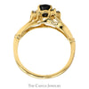 Oval Sapphire Ring with Diamond Accents in 14k Yellow Gold Open Split Shank Setting - Thumbnail 2