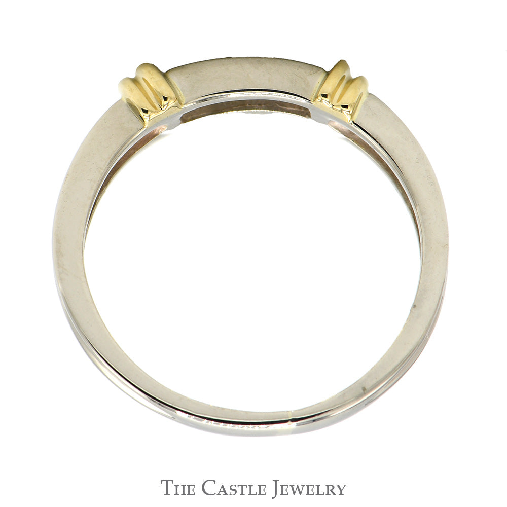1/4cttw Three Diamond Ring with Yellow Gold Bar Accents in 14k White Gold