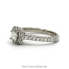 Princess Cut Diamond Engagement Ring with Diamond Halo and Accented Sides in 14k White Gold - Thumbnail 3