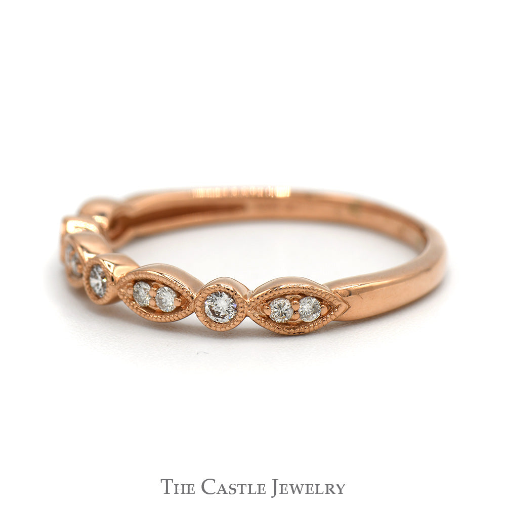 .10cttw Round Diamond Stackable Band with Alternating Round and Marquise Shape in 10k Rose Gold