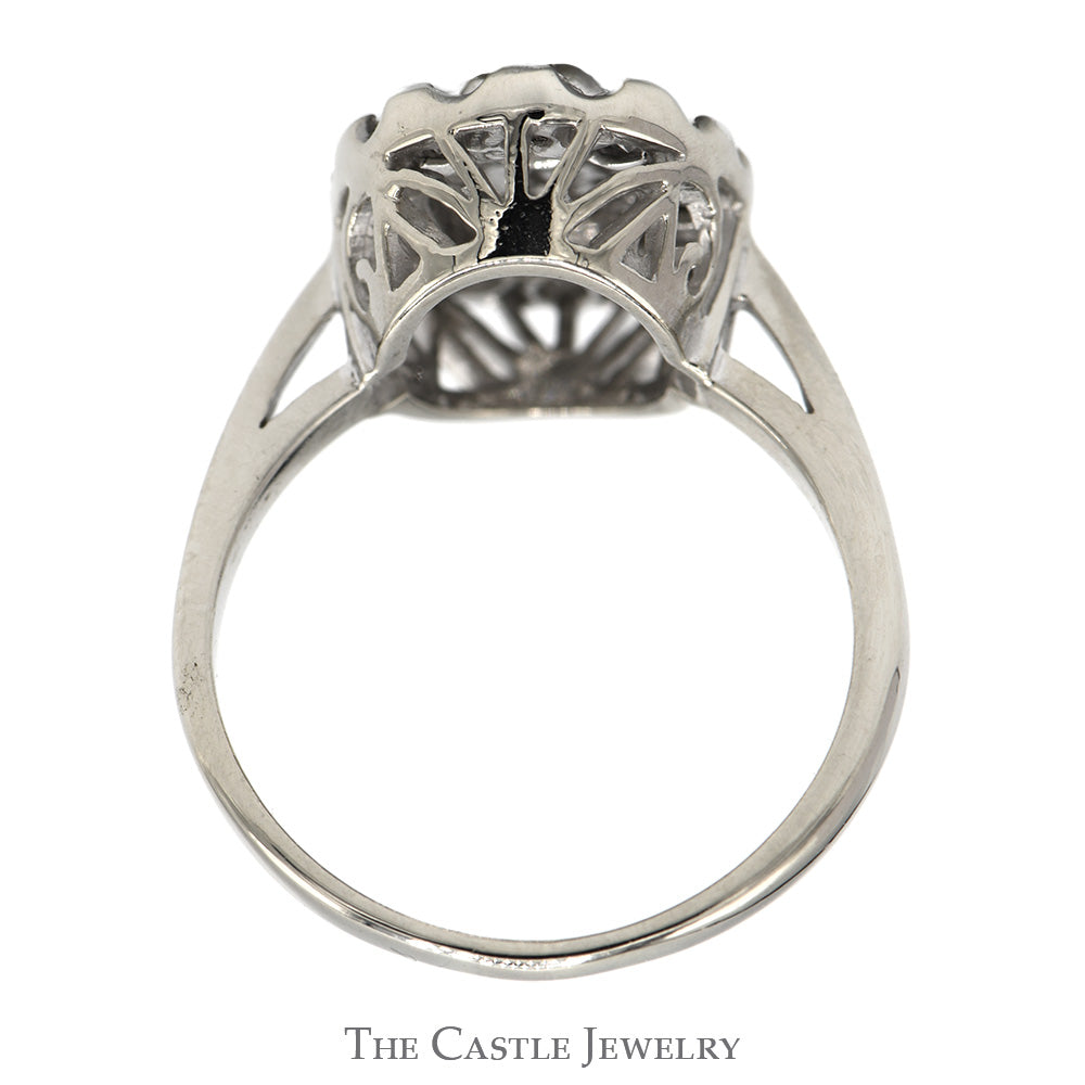 Oval Shaped 3/4cttw Diamond Cluster Ring in 14k White Gold