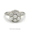 1cttw 7 Round Diamond Cluster Ring in 14k White Gold - Thumbnail 1