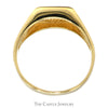 Diamond Accented Signet Ring with Nugget Sides in 14k Yellow Gold - Thumbnail 2
