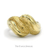 Polished & Brushed Textured Swirled Bypass Ring in 14k Yellow Gold - Thumbnail 1