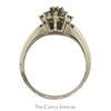 White, Yellow & Blue Diamond Flower Cluster Soldered Bridal Set in 14k White Gold - Thumbnail 2