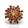 Ruby Starburst Cluster Ring with Diamond Accent in 10k Yellow Gold - Thumbnail 1