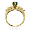 Marquise Cut Emerald Ring with Baguette Cut Diamond Accents in 10k Yellow Gold - Thumbnail 2
