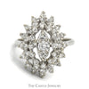 Marquise Shaped 1cttw Diamond Cluster Ring in 14k White Gold - Thumbnail 1