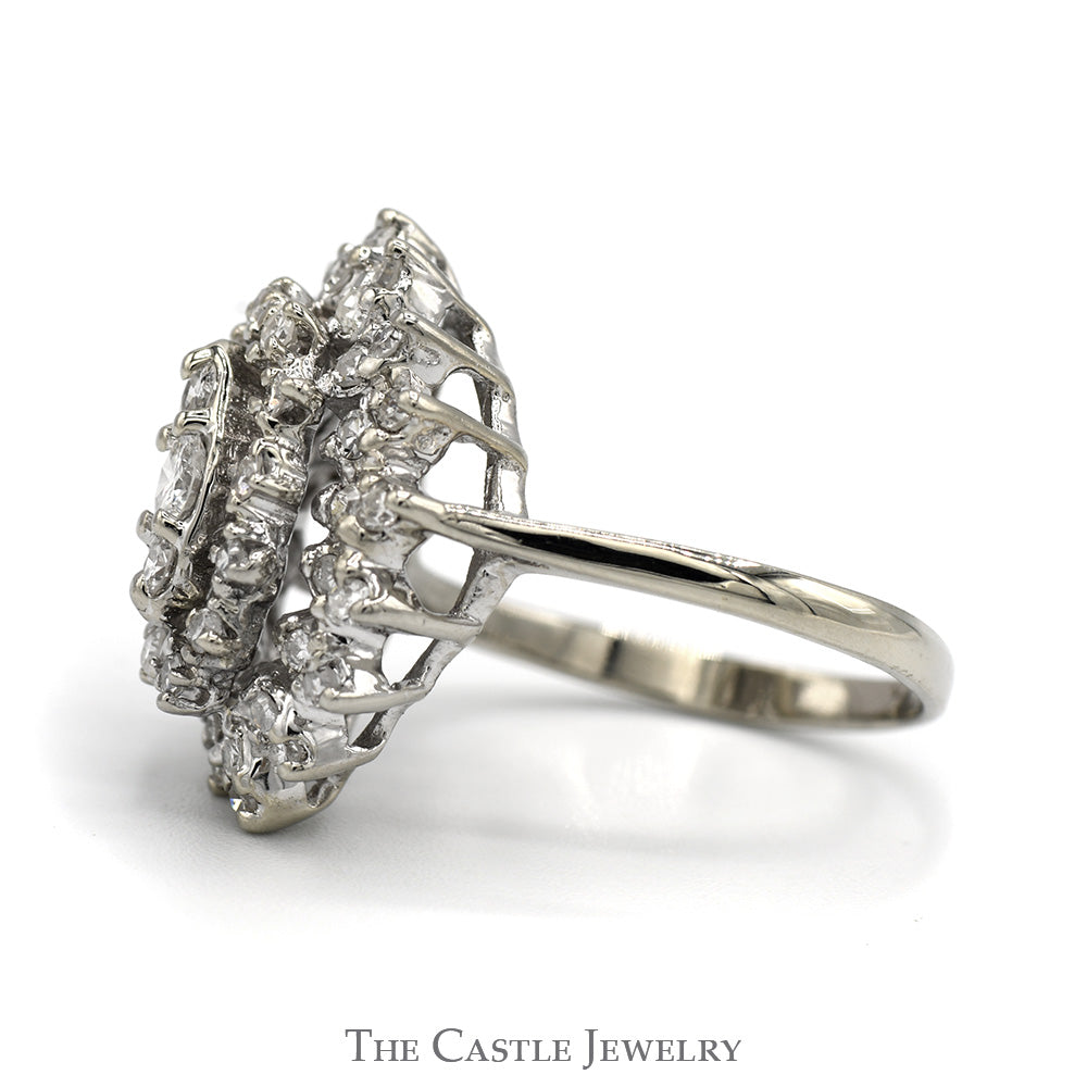 Marquise Shaped 1cttw Diamond Cluster Ring in 14k White Gold