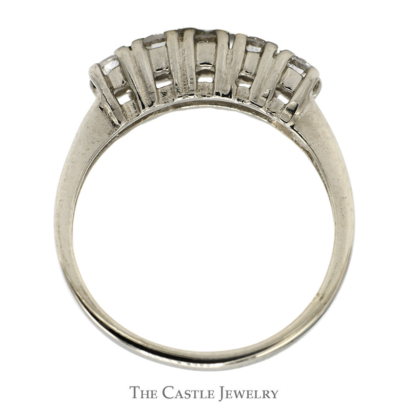 5 Round Prong Set Diamond Wedding Band in 14k White Gold