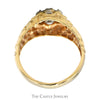 Round 7 Diamond Cluster Ring in 14k Yellow Gold Nugget Style Mounting - Thumbnail 2