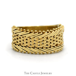 14k Yellow Gold Flexible Mesh Byzantine Ring - Size 9