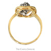 Waterfall Diamond Cluster Ring with Rope Designed Bezel in 14k Yellow Gold - Thumbnail 2