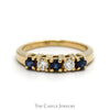 Alternating Round Sapphire & Diamond Band in 14k Yellow Gold - Thumbnail 1