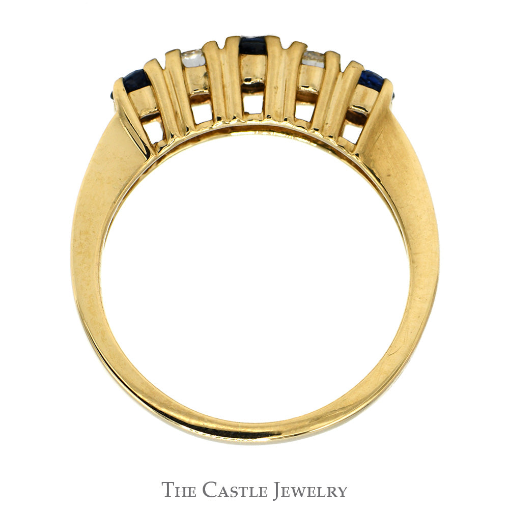 Alternating Round Sapphire & Diamond Band in 14k Yellow Gold