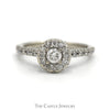 1/2cttw Round Diamond Engagement Ring with Diamond Halo and Accented Sides in 14k White Gold - Thumbnail 1