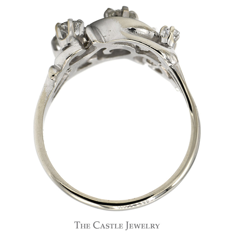 1/2cttw Round Diamond Cluster Freeform Swirled Ring in 14k White Gold