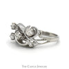 1/2cttw Round Diamond Cluster Freeform Swirled Ring in 14k White Gold - Thumbnail 3