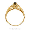 Oval Sapphire Ring with Diamond Halo in 14k Yellow Gold Open Heart Mounting - Thumbnail 2