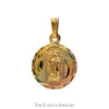 Mother Mary Disc Charm Pendant in 14k Tri Gold Yellow White and Rose Gold - Thumbnail 1
