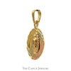 Mother Mary Disc Charm Pendant in 14k Tri Gold Yellow White and Rose Gold - Thumbnail 2