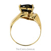 Pear Cut Garnet Ring with White Sapphire Accents in 10k Yellow Gold Bypass Mounting - Thumbnail 2