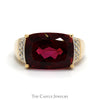 Elongated Cushion Cut Ruby Ring with Diamond Accented Sides in 10k Yellow Gold - Thumbnail 1