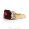 Elongated Cushion Cut Ruby Ring with Diamond Accented Sides in 10k Yellow Gold - Thumbnail 3