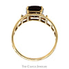 Emerald Cut Ruby Ring with Diamond Accented Sides in 10k Yellow Gold Open Slotted Mounting - Thumbnail 2