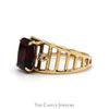 Emerald Cut Ruby Ring with Diamond Accented Sides in 10k Yellow Gold Open Slotted Mounting - Thumbnail 3
